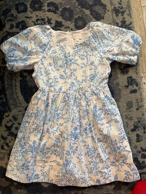 Lilly Pulitzer White Dress with Blue Floral Toile Print